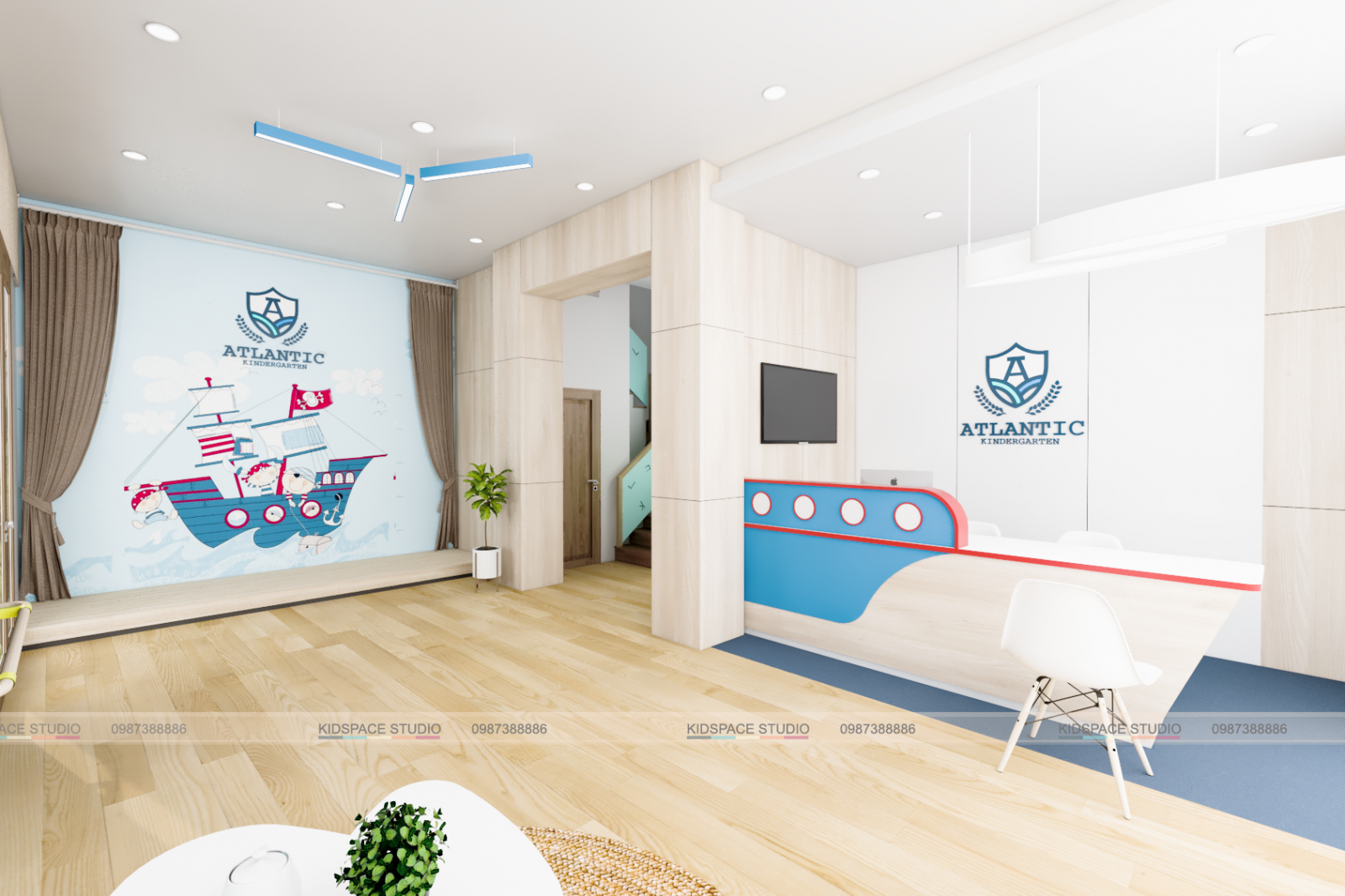 Thiết kế khu vực lễ tân trường mầm non đẹp nhất, hiện đại nhất