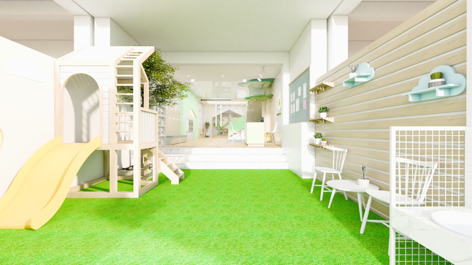 Gợi ý thiết kế khu vui chơi trường mầm non cực kỳ bắt mắt và an toàn