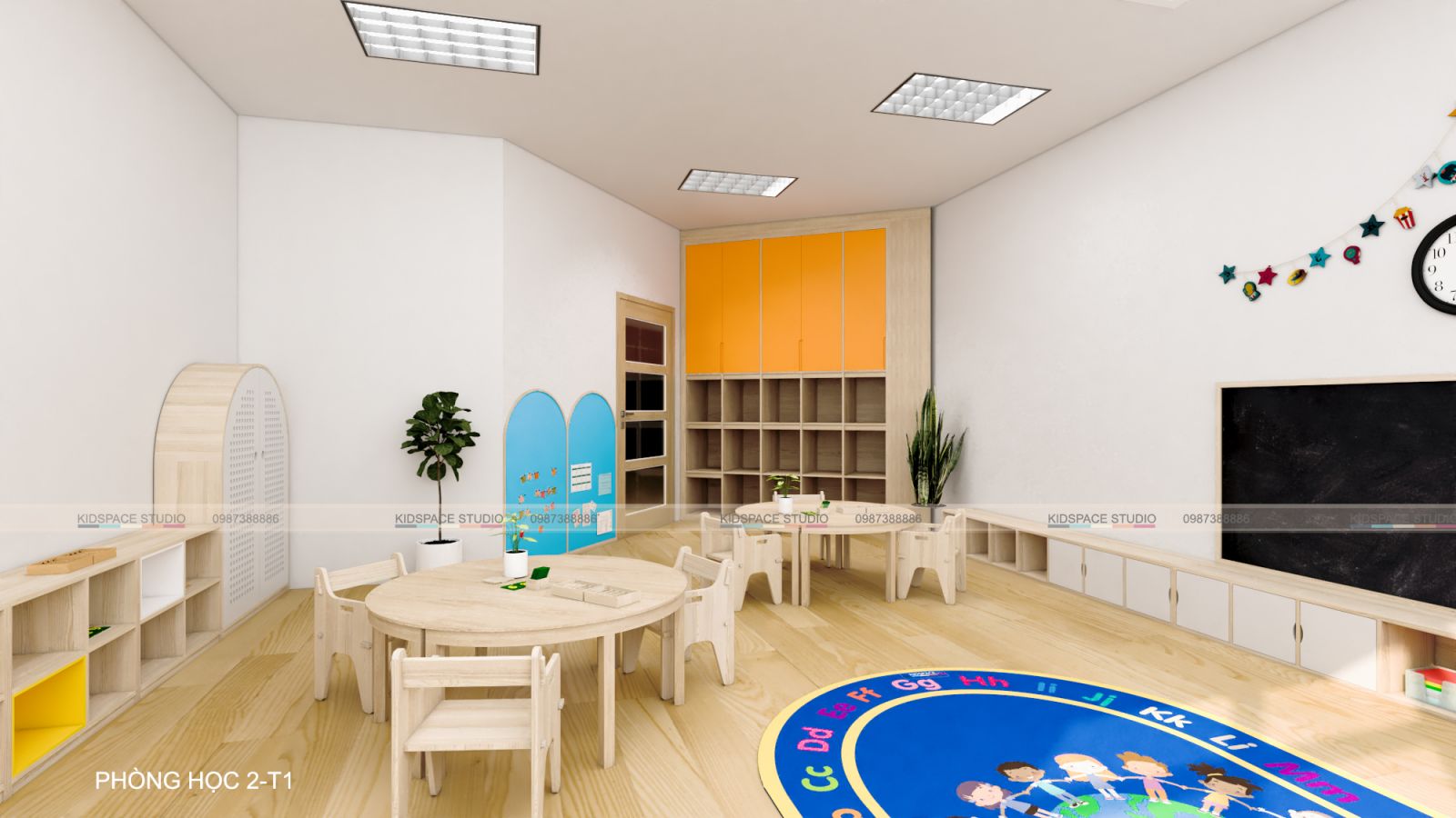 Thiết kế phòng học mầm non dễ thương, bắt mắt, hiện đại dành cho trẻ