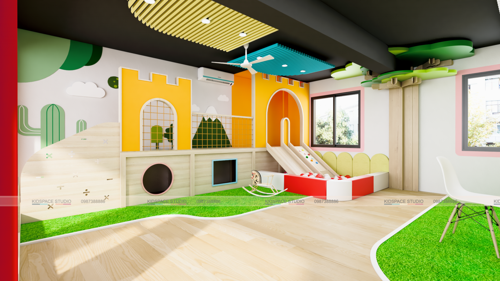 Gợi ý thiết kế khu vui chơi trường mầm non cực kỳ bắt mắt và an toàn