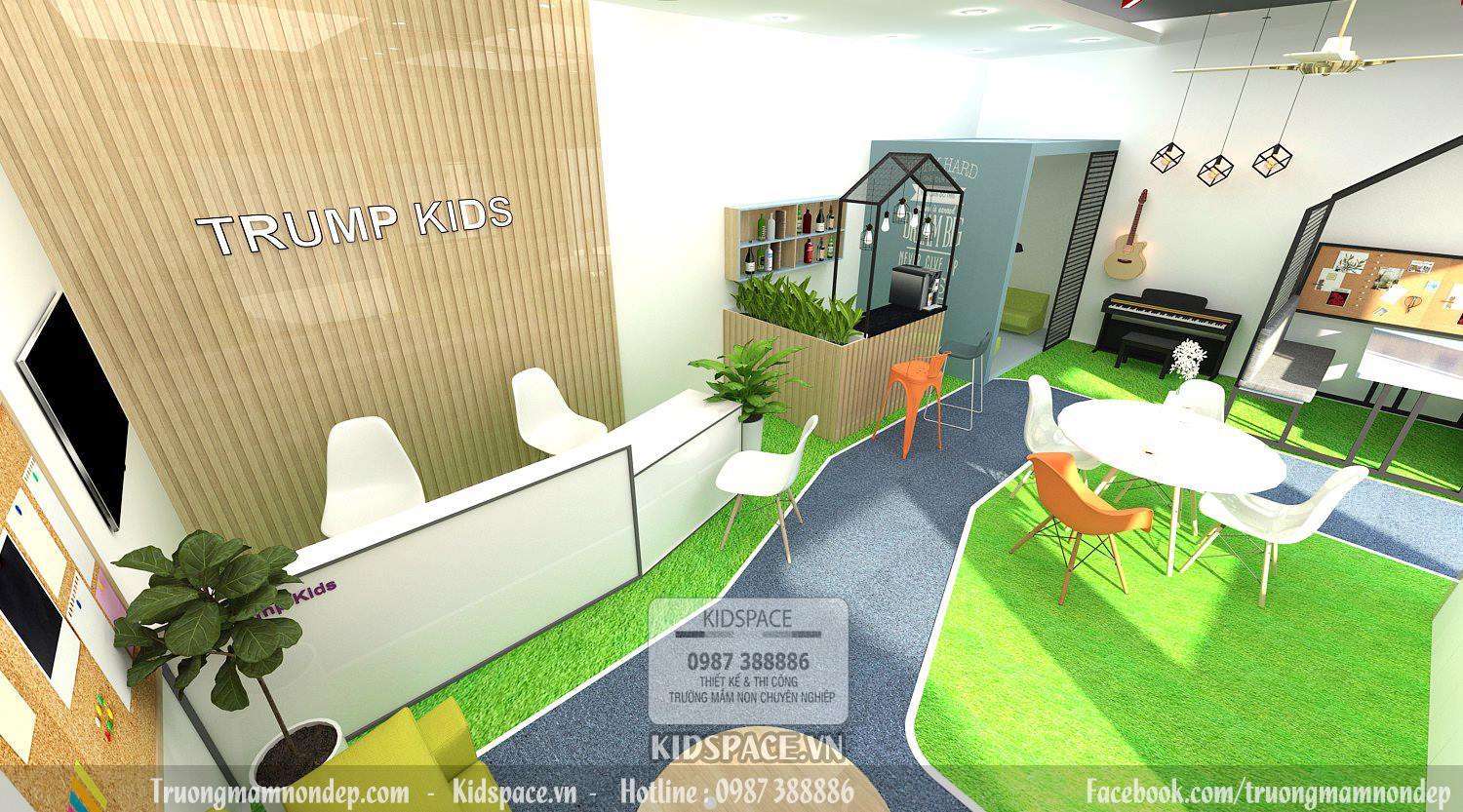 Kiến trúc trường mầm non cực kỳ bắt mắt. Nhận thiết kế kiến trúc mầm non