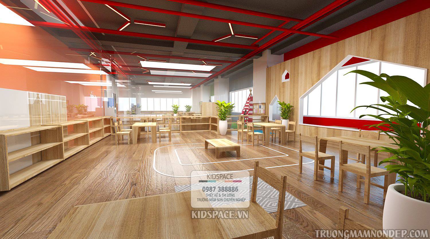 Kiến trúc trường mầm non cực kỳ bắt mắt. Nhận thiết kế kiến trúc mầm non