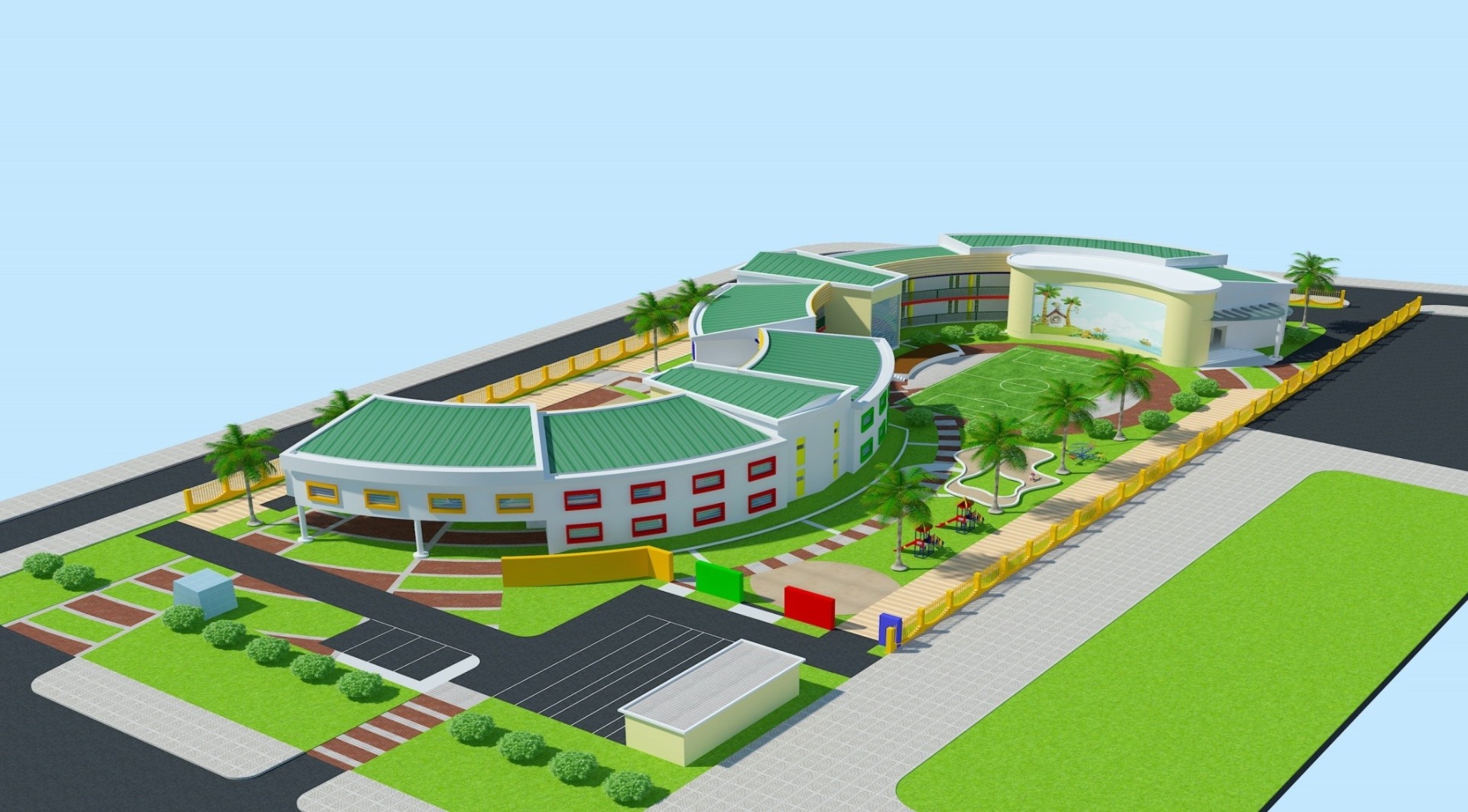 Thi c&ocirc;ng trường mầm non đẹp