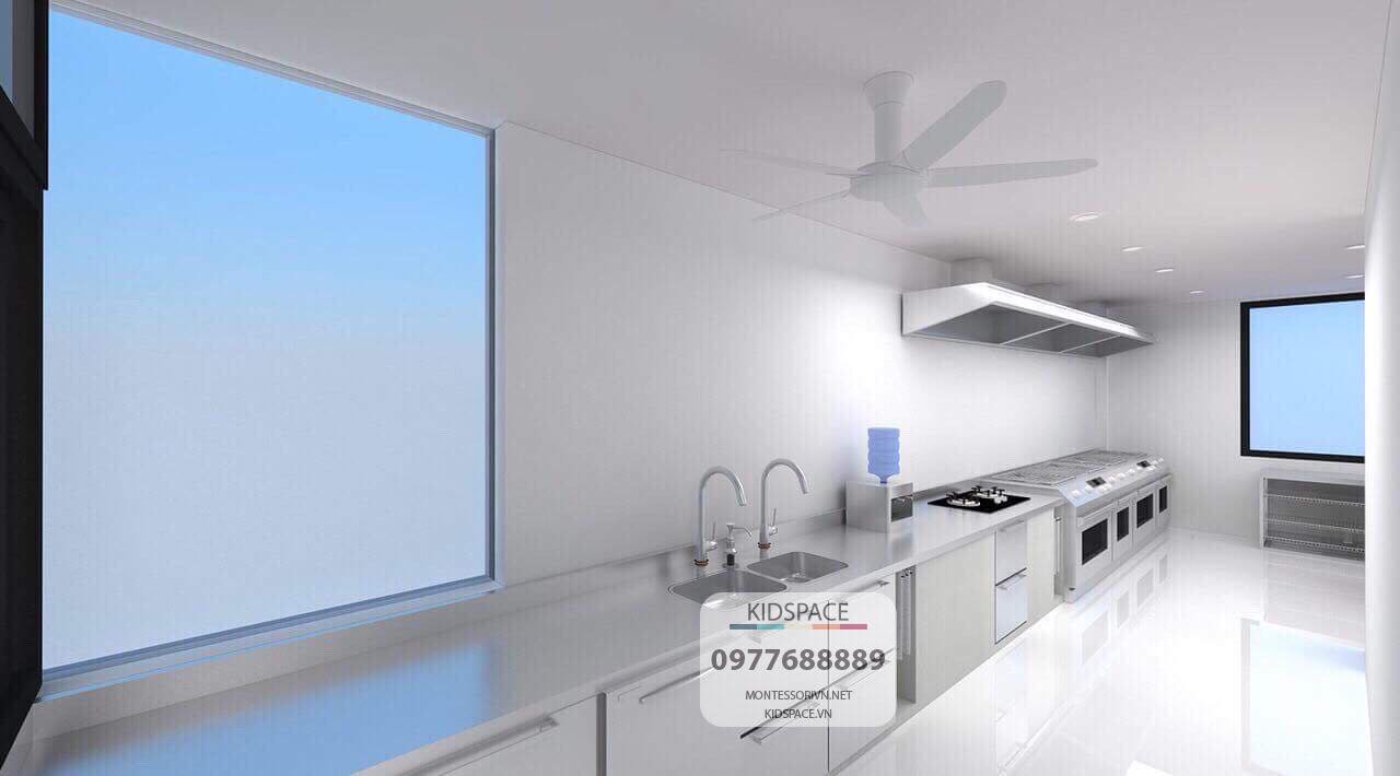 Thiết kế nh&agrave; bếp trường mầm non đẹp