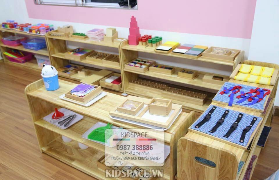 Kệ tủ gỗ trường mầm non đẹp